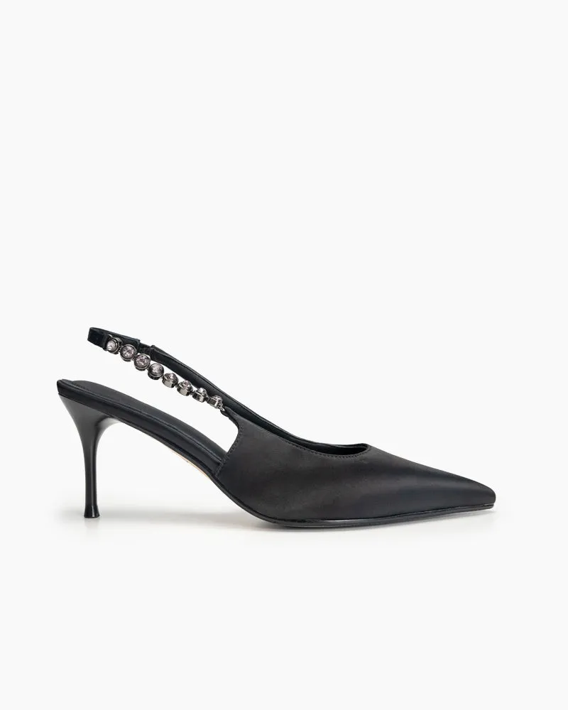 Pointed Toe Rhinestone Stiletto High Heel Sandals