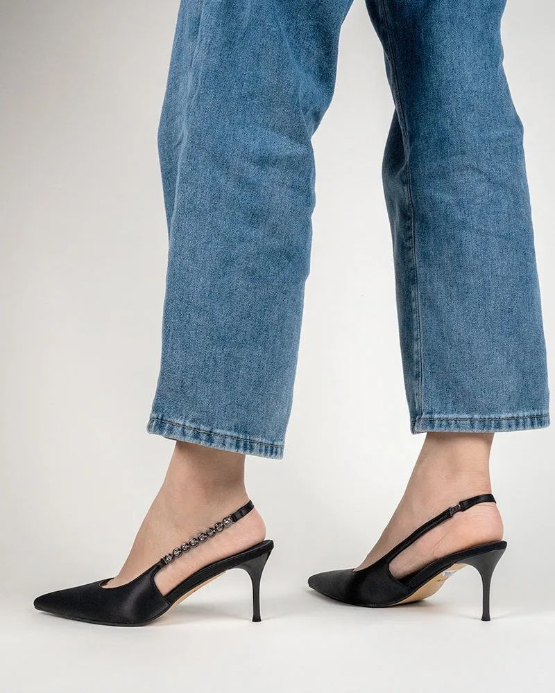 Pointed Toe Rhinestone Stiletto High Heel Sandals