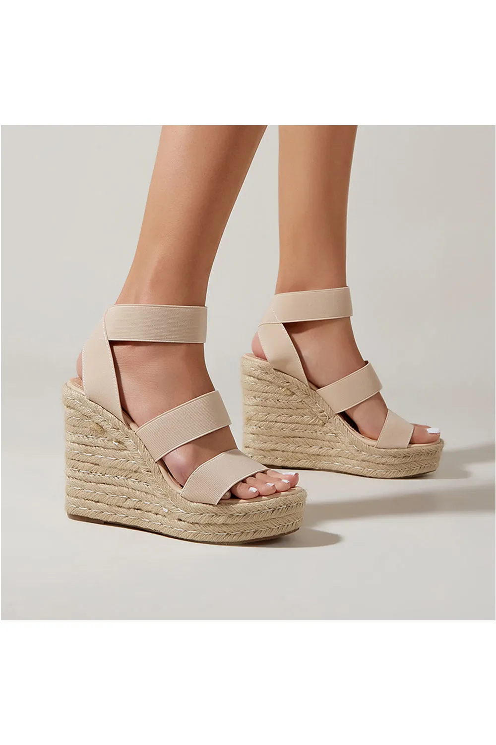 Roycebridal Outdoor Peep Toe Wedge Heel Shoes With Ankle Strap