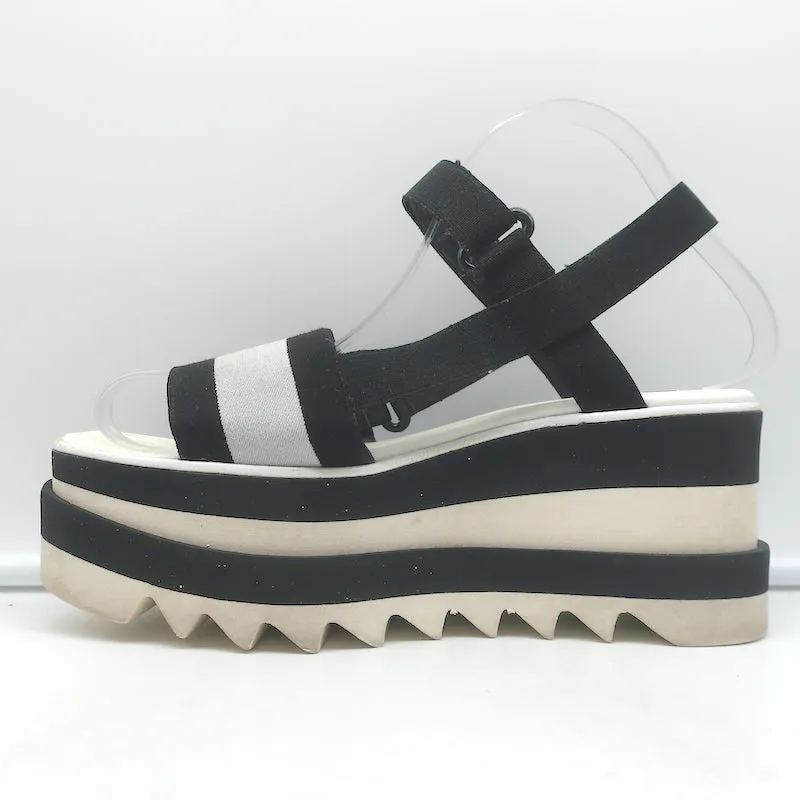 Stella McCartney Elyse Striped Platform Slingback Sandals Black & White Size 37