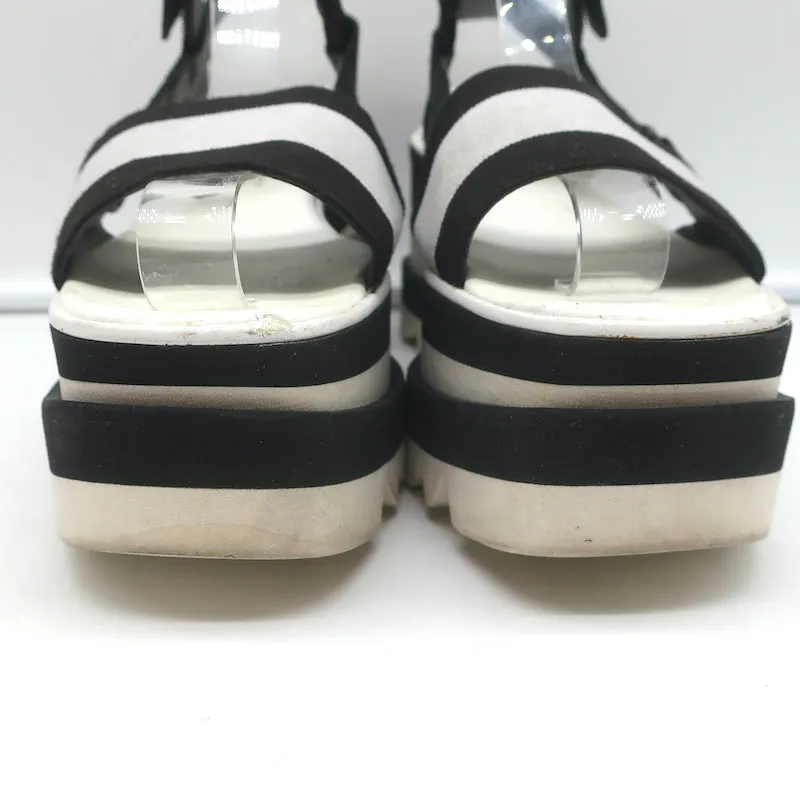 Stella McCartney Elyse Striped Platform Slingback Sandals Black & White Size 37