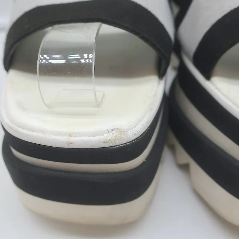 Stella McCartney Elyse Striped Platform Slingback Sandals Black & White Size 37